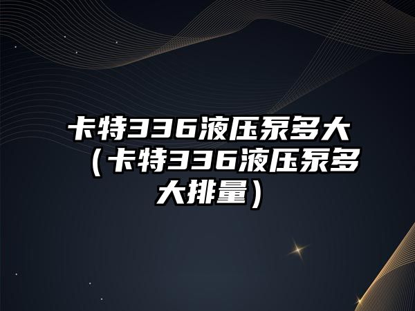 卡特336液壓泵多大（卡特336液壓泵多大排量）