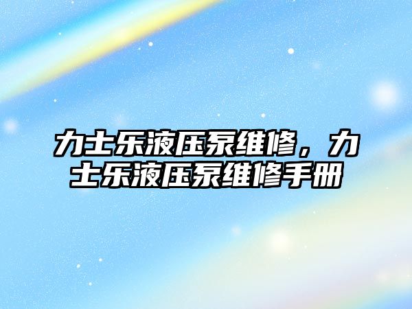 力士樂液壓泵維修，力士樂液壓泵維修手冊(cè)