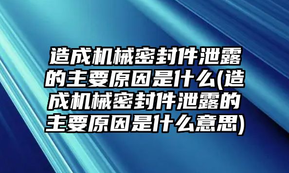 造成機(jī)械密封件泄露的主要原因是什么(造成機(jī)械密封件泄露的主要原因是什么意思)