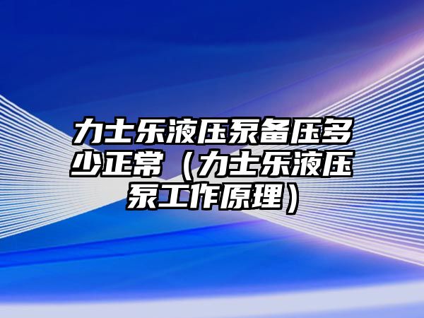 力士樂液壓泵備壓多少正常（力士樂液壓泵工作原理）