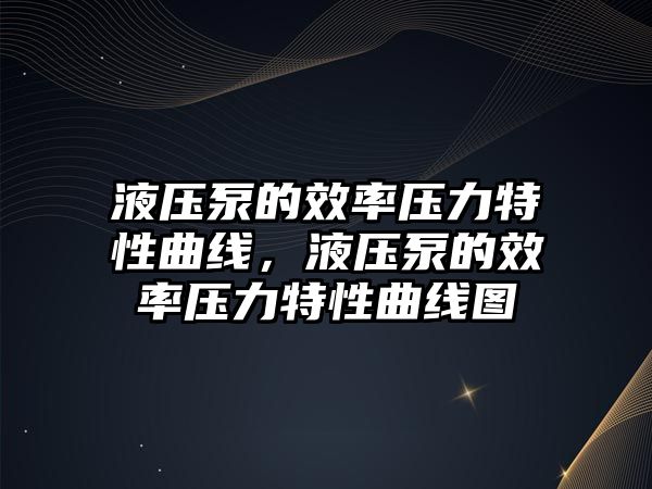 液壓泵的效率壓力特性曲線，液壓泵的效率壓力特性曲線圖