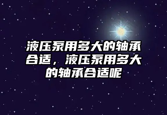 液壓泵用多大的軸承合適，液壓泵用多大的軸承合適呢