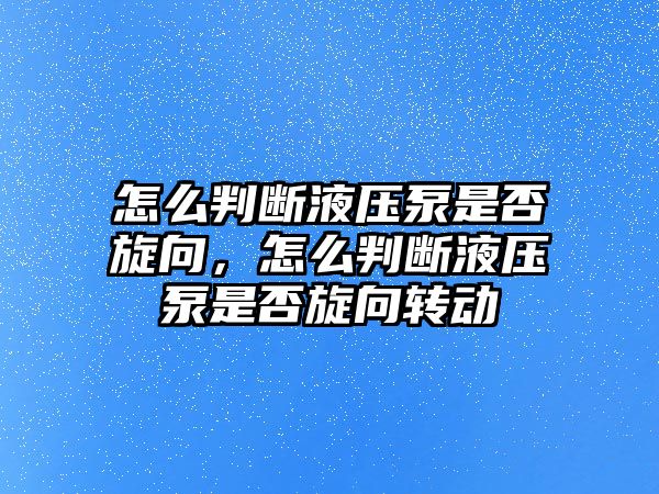 怎么判斷液壓泵是否旋向，怎么判斷液壓泵是否旋向轉(zhuǎn)動