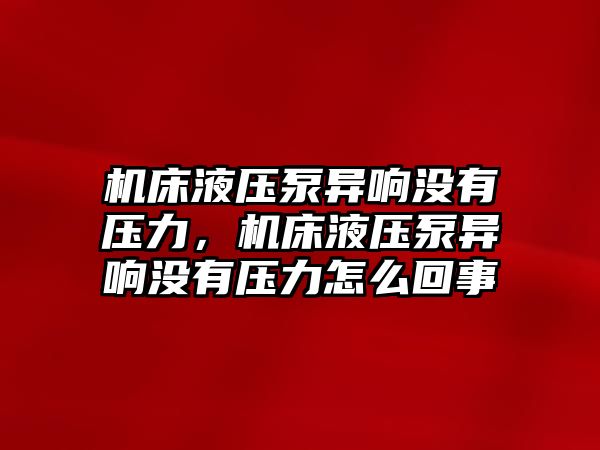 機床液壓泵異響沒有壓力，機床液壓泵異響沒有壓力怎么回事