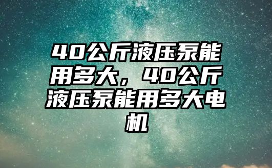 40公斤液壓泵能用多大，40公斤液壓泵能用多大電機