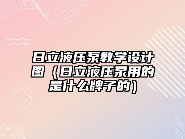 日立液壓泵教學(xué)設(shè)計圖（日立液壓泵用的是什么牌子的）