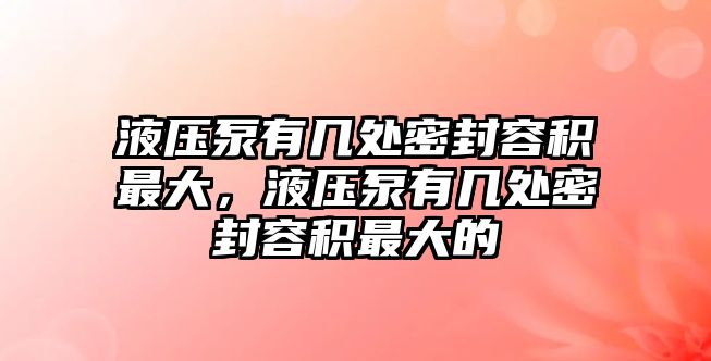 液壓泵有幾處密封容積最大，液壓泵有幾處密封容積最大的