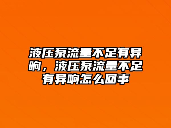 液壓泵流量不足有異響，液壓泵流量不足有異響怎么回事