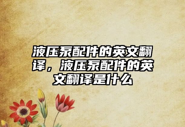 液壓泵配件的英文翻譯，液壓泵配件的英文翻譯是什么