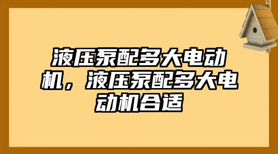 液壓泵配多大電動機，液壓泵配多大電動機合適