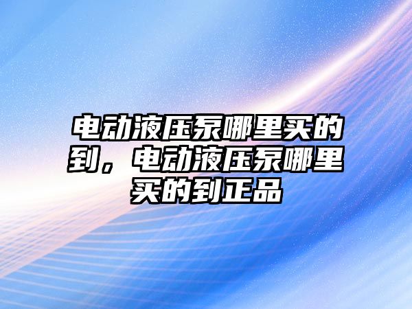 電動液壓泵哪里買的到，電動液壓泵哪里買的到正品