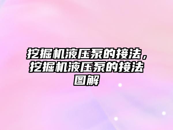 挖掘機液壓泵的接法，挖掘機液壓泵的接法圖解