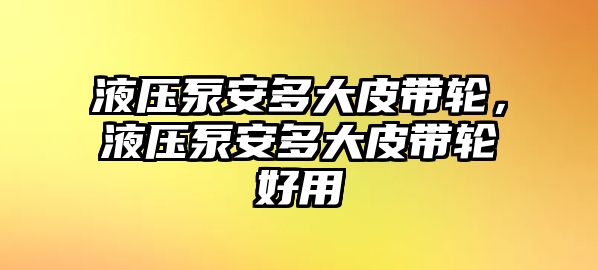 液壓泵安多大皮帶輪，液壓泵安多大皮帶輪好用