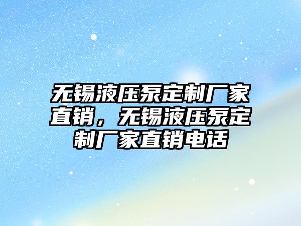 無錫液壓泵定制廠家直銷，無錫液壓泵定制廠家直銷電話