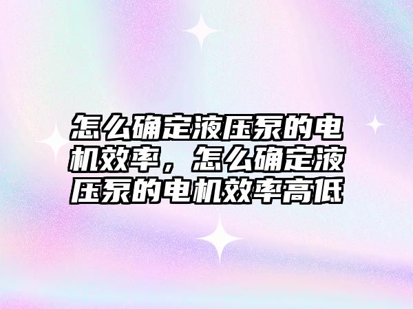 怎么確定液壓泵的電機效率，怎么確定液壓泵的電機效率高低