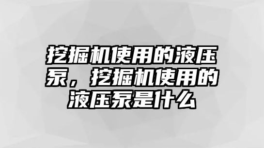 挖掘機使用的液壓泵，挖掘機使用的液壓泵是什么