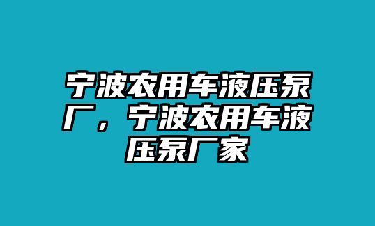 寧波農(nóng)用車液壓泵廠，寧波農(nóng)用車液壓泵廠家