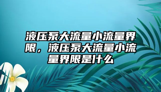 液壓泵大流量小流量界限，液壓泵大流量小流量界限是什么