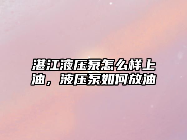 湛江液壓泵怎么樣上油，液壓泵如何放油