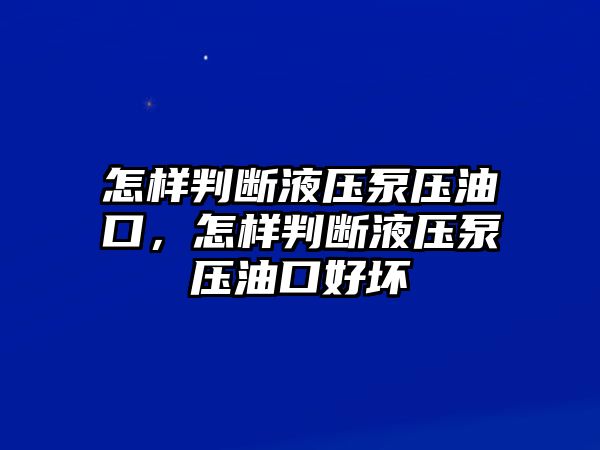 怎樣判斷液壓泵壓油口，怎樣判斷液壓泵壓油口好壞