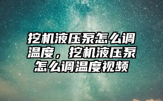 挖機液壓泵怎么調(diào)溫度，挖機液壓泵怎么調(diào)溫度視頻