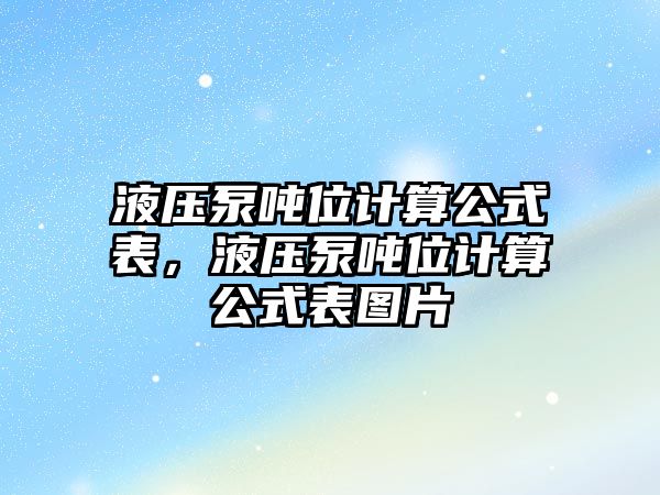 液壓泵噸位計算公式表，液壓泵噸位計算公式表圖片