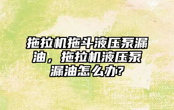 拖拉機拖斗液壓泵漏油，拖拉機液壓泵漏油怎么辦?