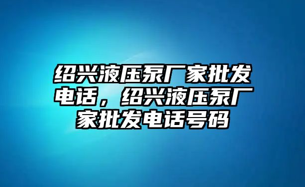 紹興液壓泵廠家批發(fā)電話，紹興液壓泵廠家批發(fā)電話號碼