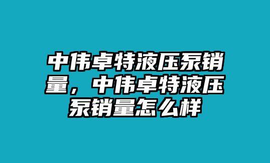 中偉卓特液壓泵銷量，中偉卓特液壓泵銷量怎么樣