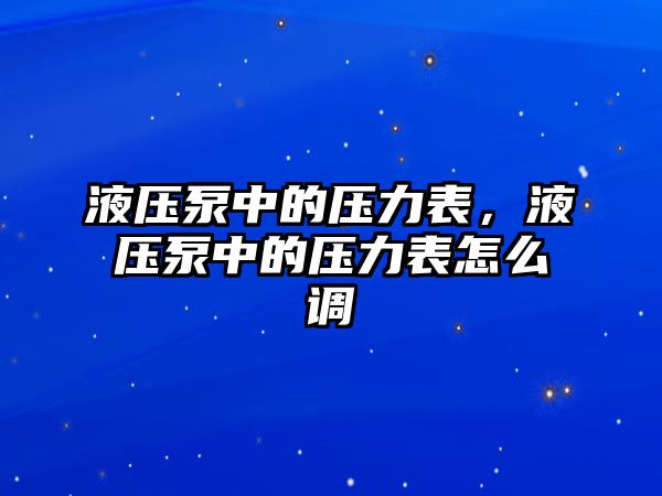 液壓泵中的壓力表，液壓泵中的壓力表怎么調(diào)