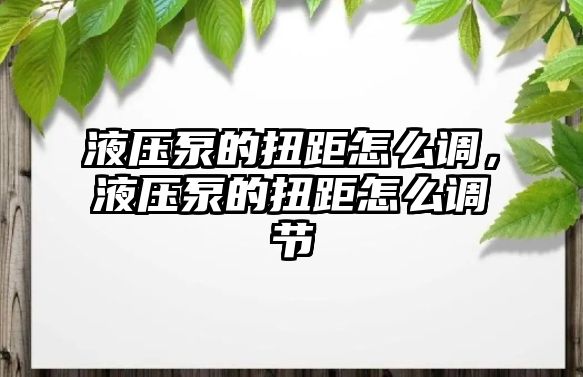 液壓泵的扭距怎么調(diào)，液壓泵的扭距怎么調(diào)節(jié)