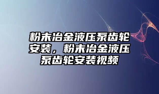 粉末冶金液壓泵齒輪安裝，粉末冶金液壓泵齒輪安裝視頻