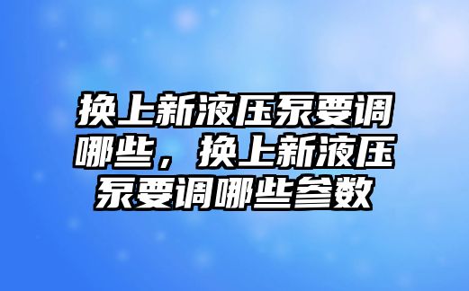 換上新液壓泵要調(diào)哪些，換上新液壓泵要調(diào)哪些參數(shù)