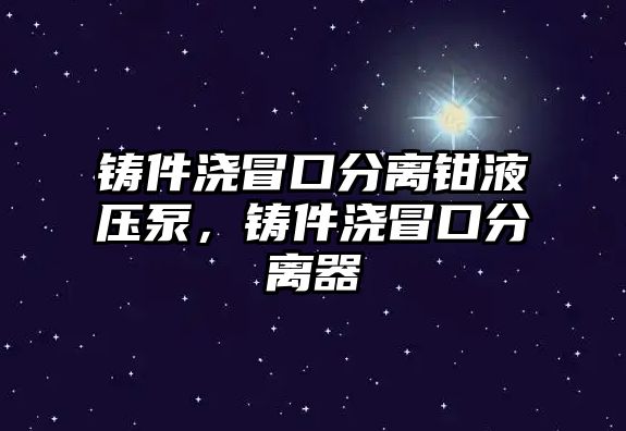 鑄件澆冒口分離鉗液壓泵，鑄件澆冒口分離器