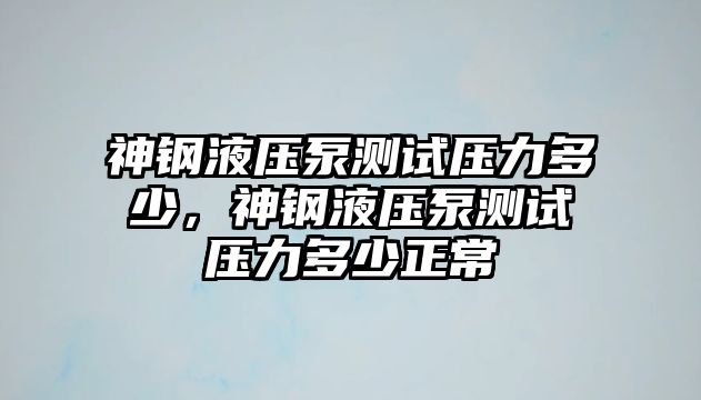 神鋼液壓泵測試壓力多少，神鋼液壓泵測試壓力多少正常