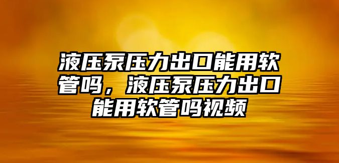 液壓泵壓力出口能用軟管嗎，液壓泵壓力出口能用軟管嗎視頻