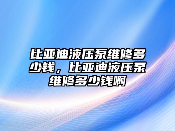 比亞迪液壓泵維修多少錢，比亞迪液壓泵維修多少錢啊