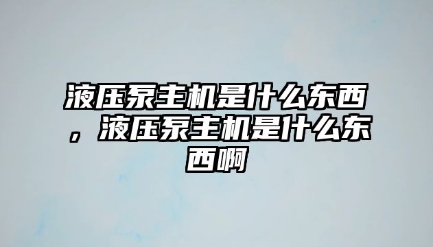 液壓泵主機是什么東西，液壓泵主機是什么東西啊