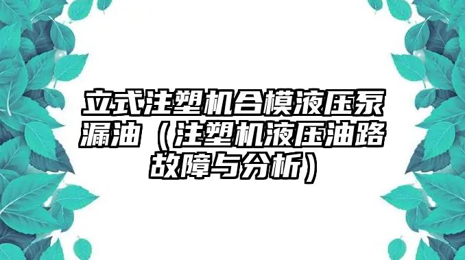 立式注塑機合模液壓泵漏油（注塑機液壓油路故障與分析）