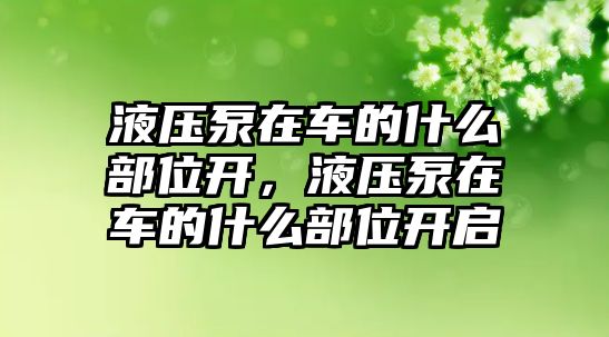 液壓泵在車的什么部位開，液壓泵在車的什么部位開啟