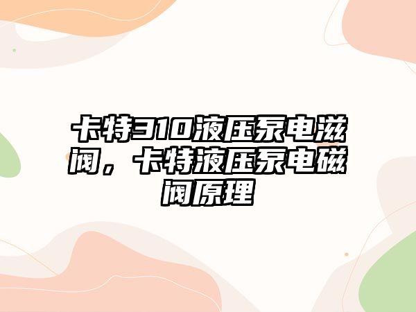 卡特310液壓泵電滋閥，卡特液壓泵電磁閥原理