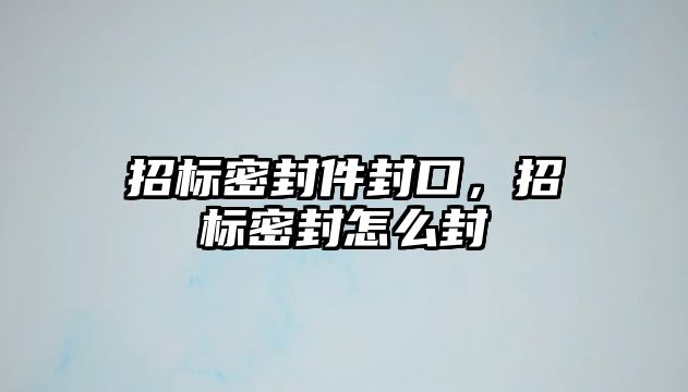 招標(biāo)密封件封口，招標(biāo)密封怎么封