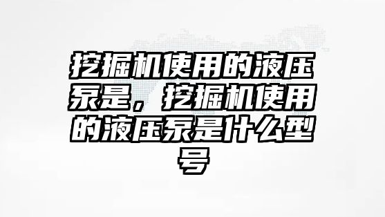 挖掘機(jī)使用的液壓泵是，挖掘機(jī)使用的液壓泵是什么型號(hào)