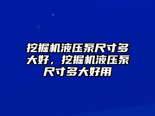 挖掘機液壓泵尺寸多大好，挖掘機液壓泵尺寸多大好用