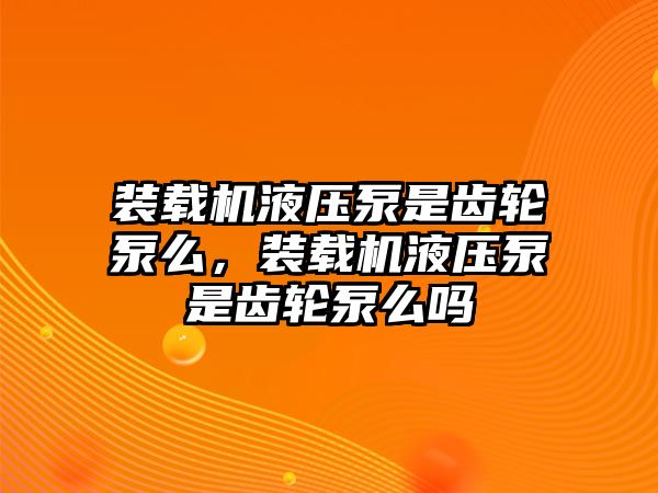 裝載機液壓泵是齒輪泵么，裝載機液壓泵是齒輪泵么嗎