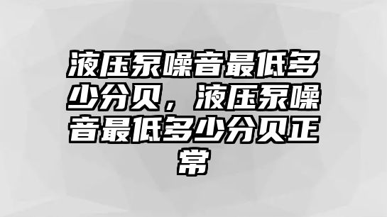 液壓泵噪音最低多少分貝，液壓泵噪音最低多少分貝正常