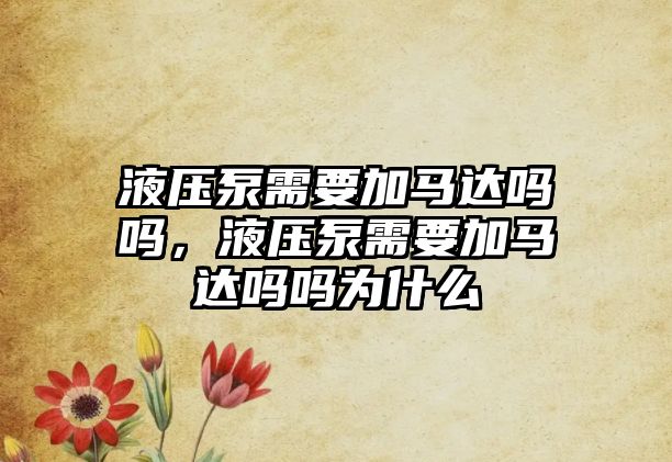 液壓泵需要加馬達(dá)嗎嗎，液壓泵需要加馬達(dá)嗎嗎為什么