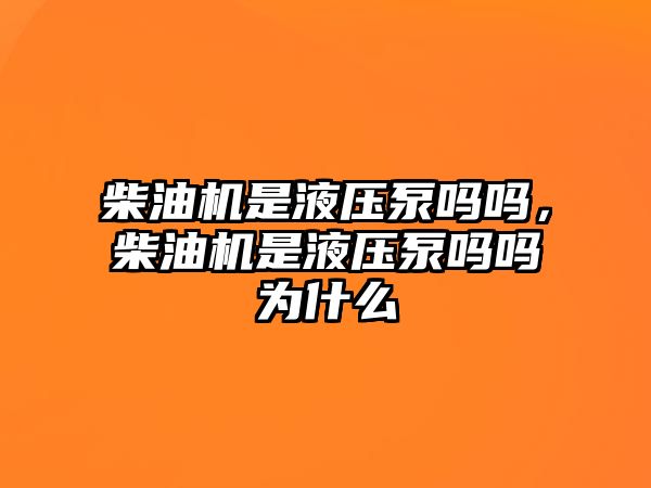 柴油機是液壓泵嗎嗎，柴油機是液壓泵嗎嗎為什么