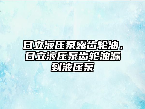 日立液壓泵露齒輪油，日立液壓泵齒輪油漏到液壓泵