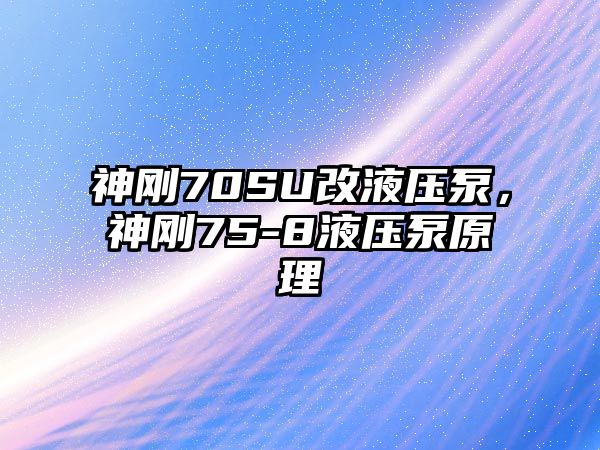 神剛70SU改液壓泵，神剛75-8液壓泵原理